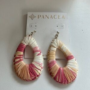 Raffia Pink Orange Hoop Earrings
